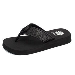Yellow Box Floppy Black Flip Flops